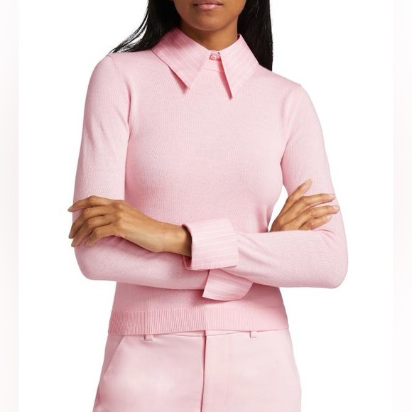 NWT Alice + Olivia Porla Collared Light Pink Sweater